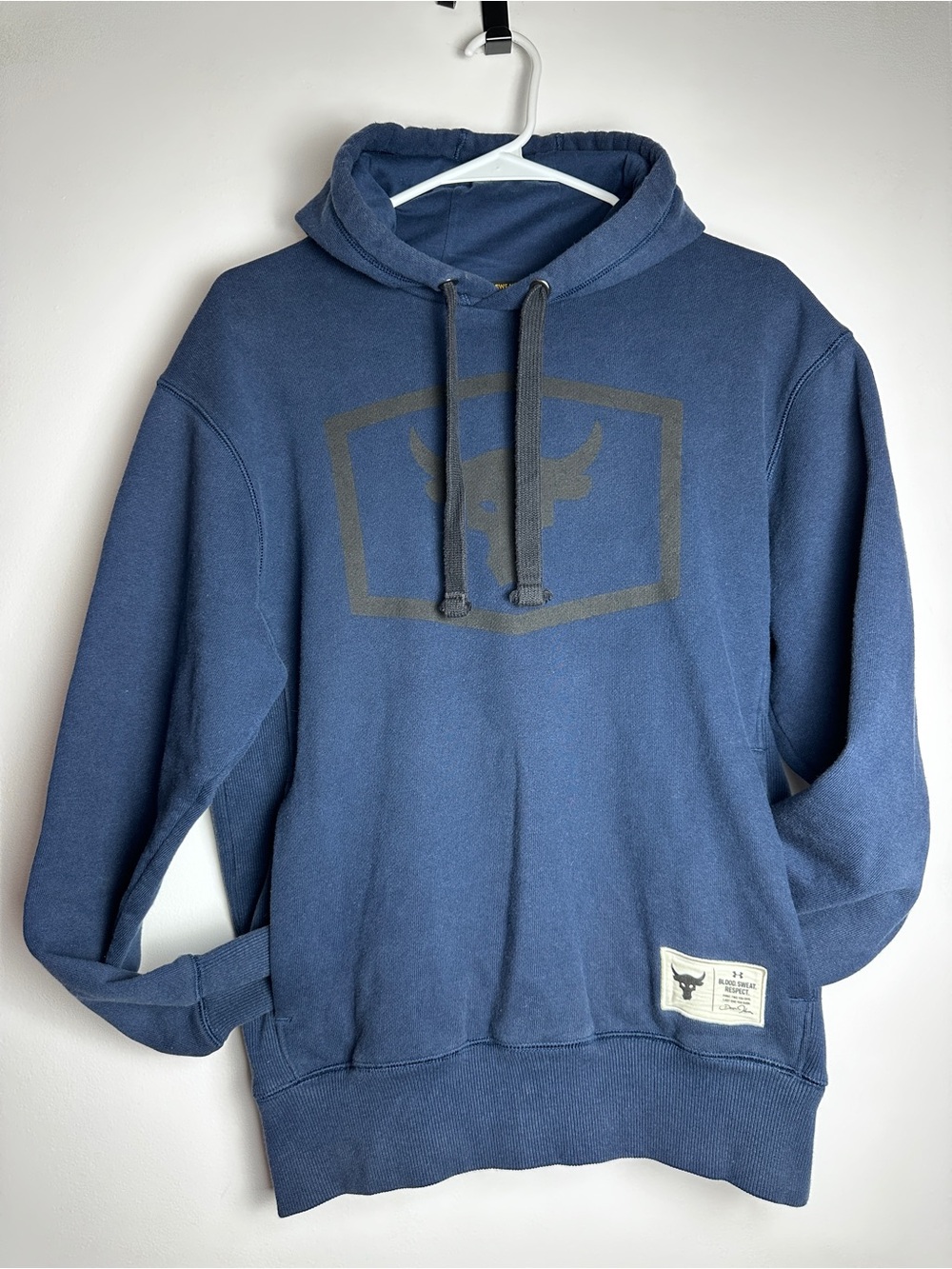 Under Armour Project Rock Blood Sweat Respect Hoodie Blue Men’s Size Small